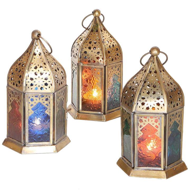 Oriental glass lanterns Nael Multicolor Set of 3