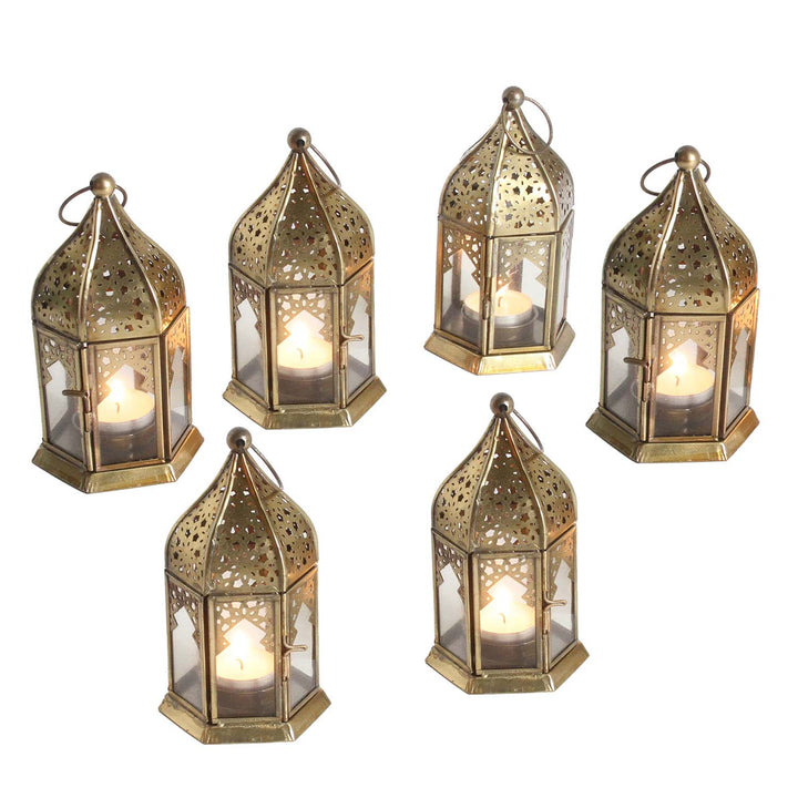 Oriental glass lanterns Nael Transparent Set of 6