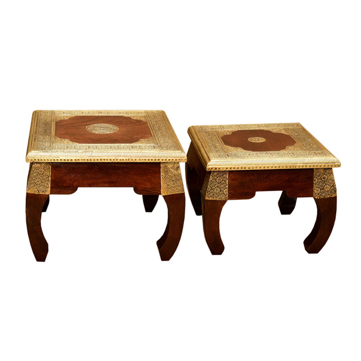 Oriental opium tables, brass, S&M