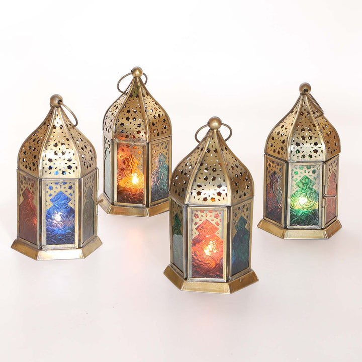Oriental glass lanterns Nael Multicolor Set of 4