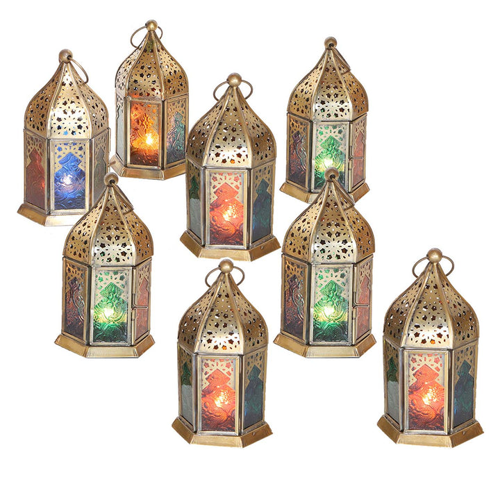 Oriental glass lanterns Nael Multicolor Set of 8