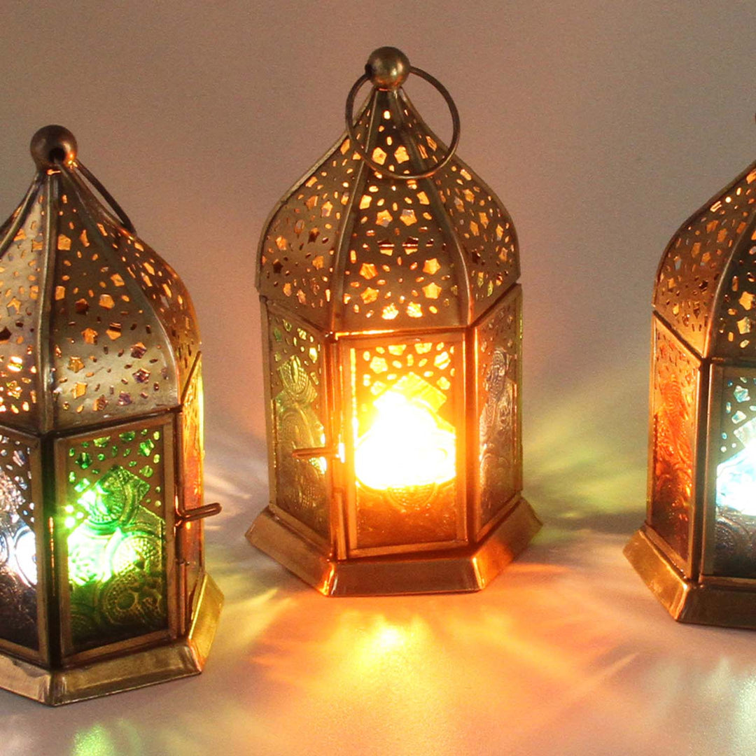 Oriental glass lanterns Nael Multicolor Set of 8