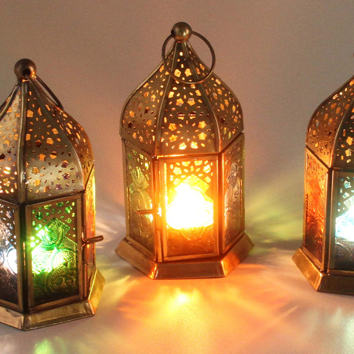 Oriental glass lanterns Nael Multicolor Set of 8