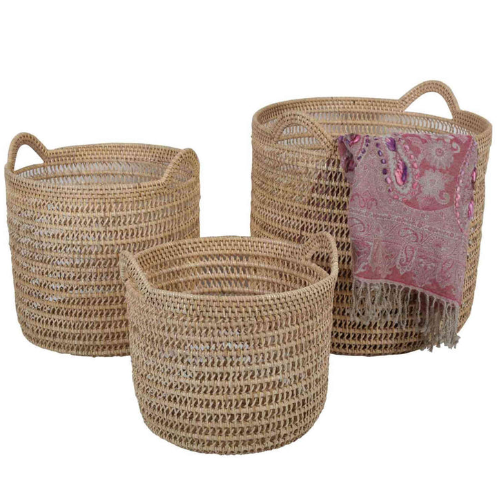 Eda natural rattan basket with handle