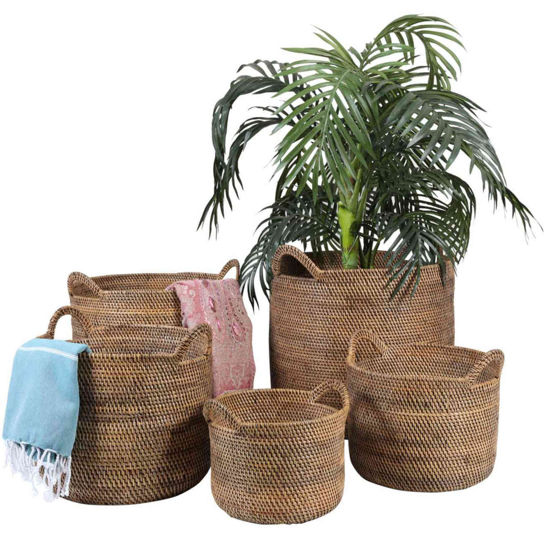 Elie Brown rattan basket with handle