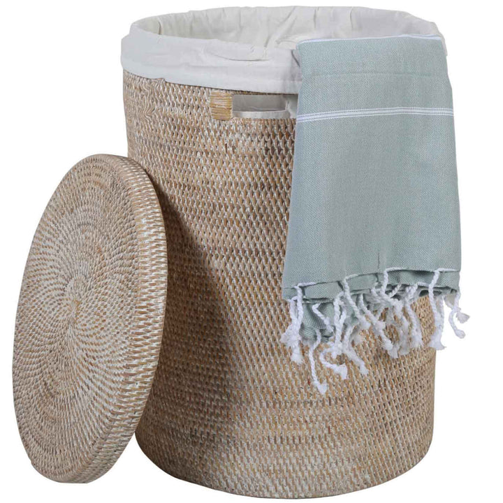 Rattan laundry basket Cleo White
