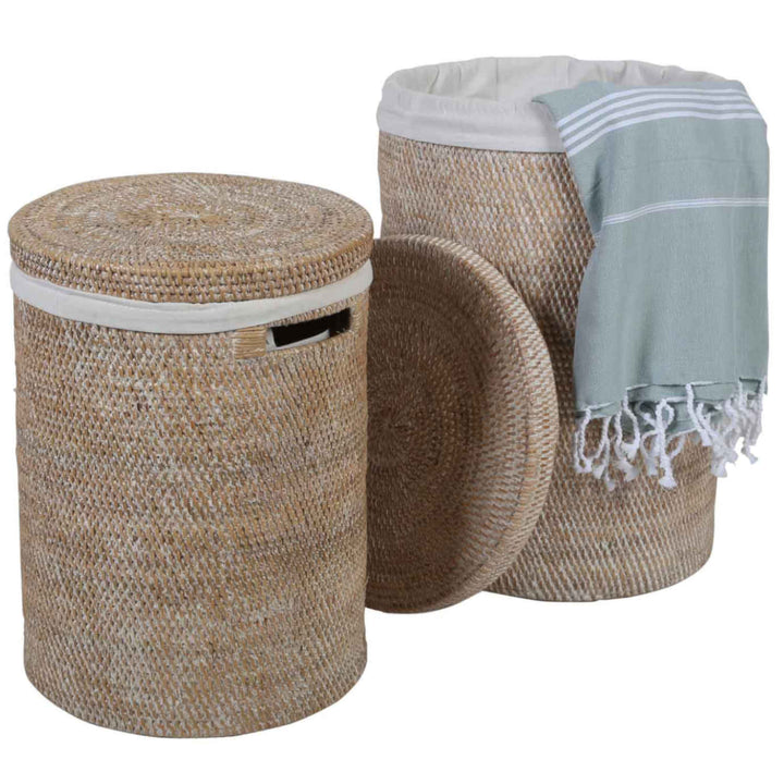 Rattan laundry basket Cleo White