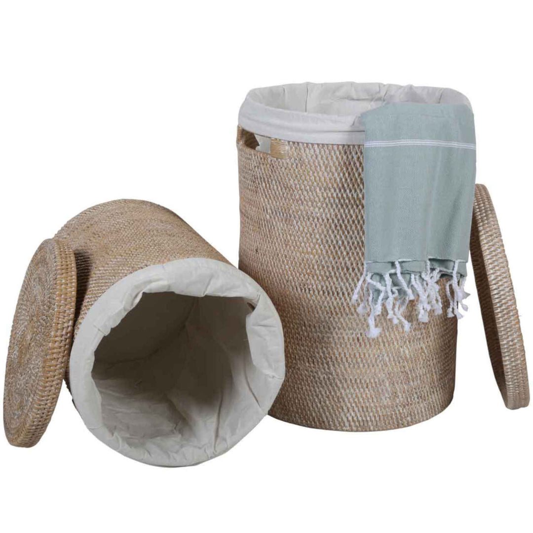 Rattan laundry basket Cleo White