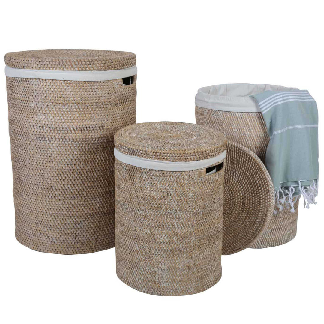Rattan laundry basket Cleo White