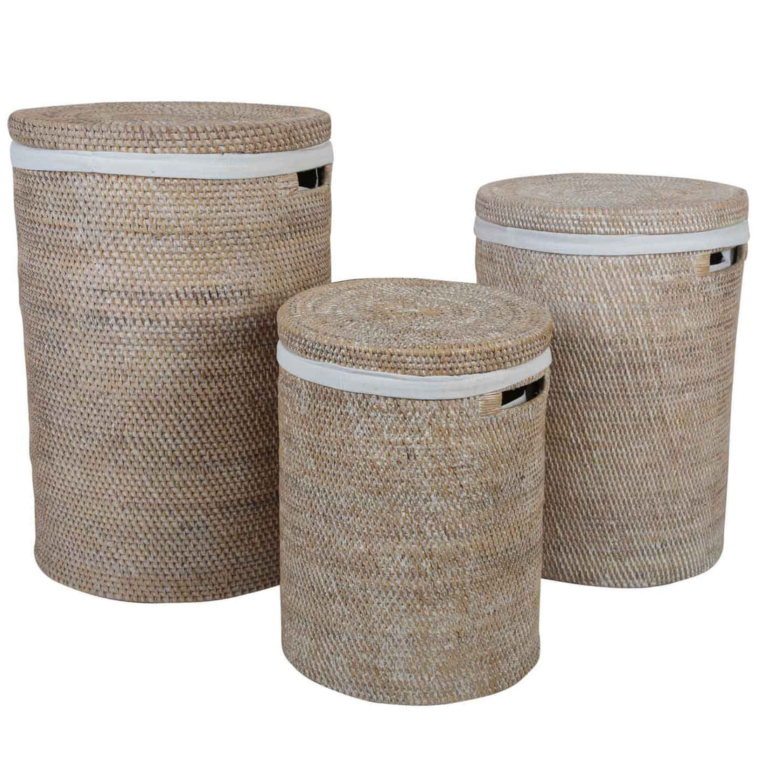 Rattan laundry basket Cleo White