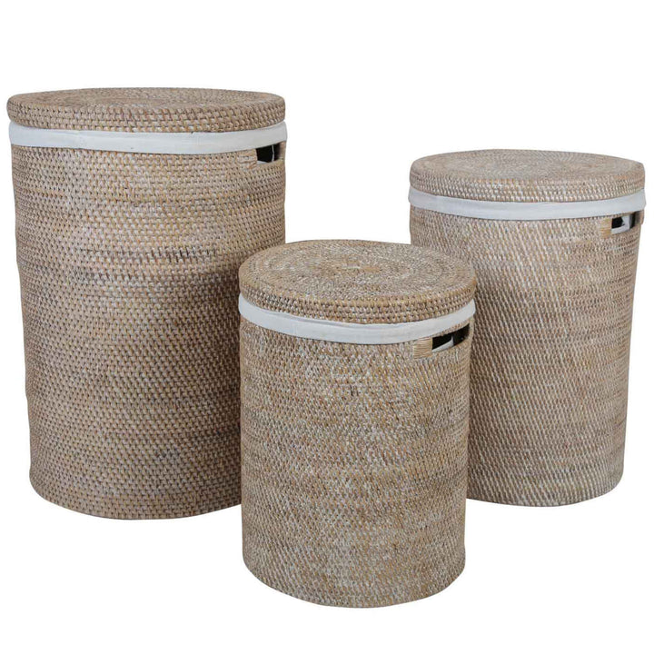 Rattan laundry basket Cleo White