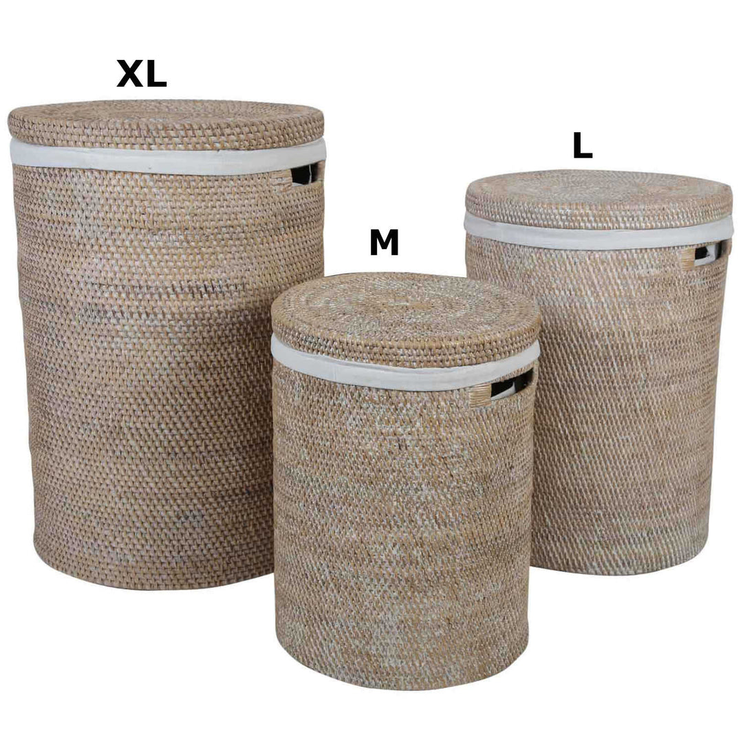 Rattan laundry basket Cleo White