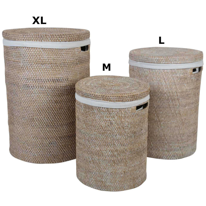 Rattan laundry basket Cleo White