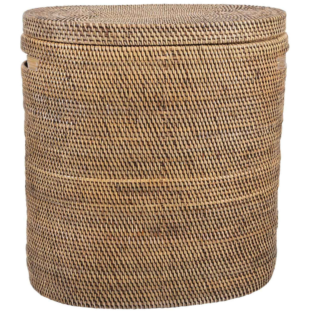 Ela rattan laundry basket with lid