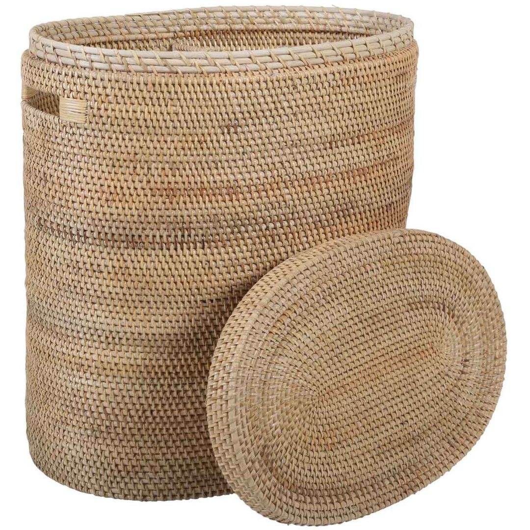 Ela rattan laundry basket with lid