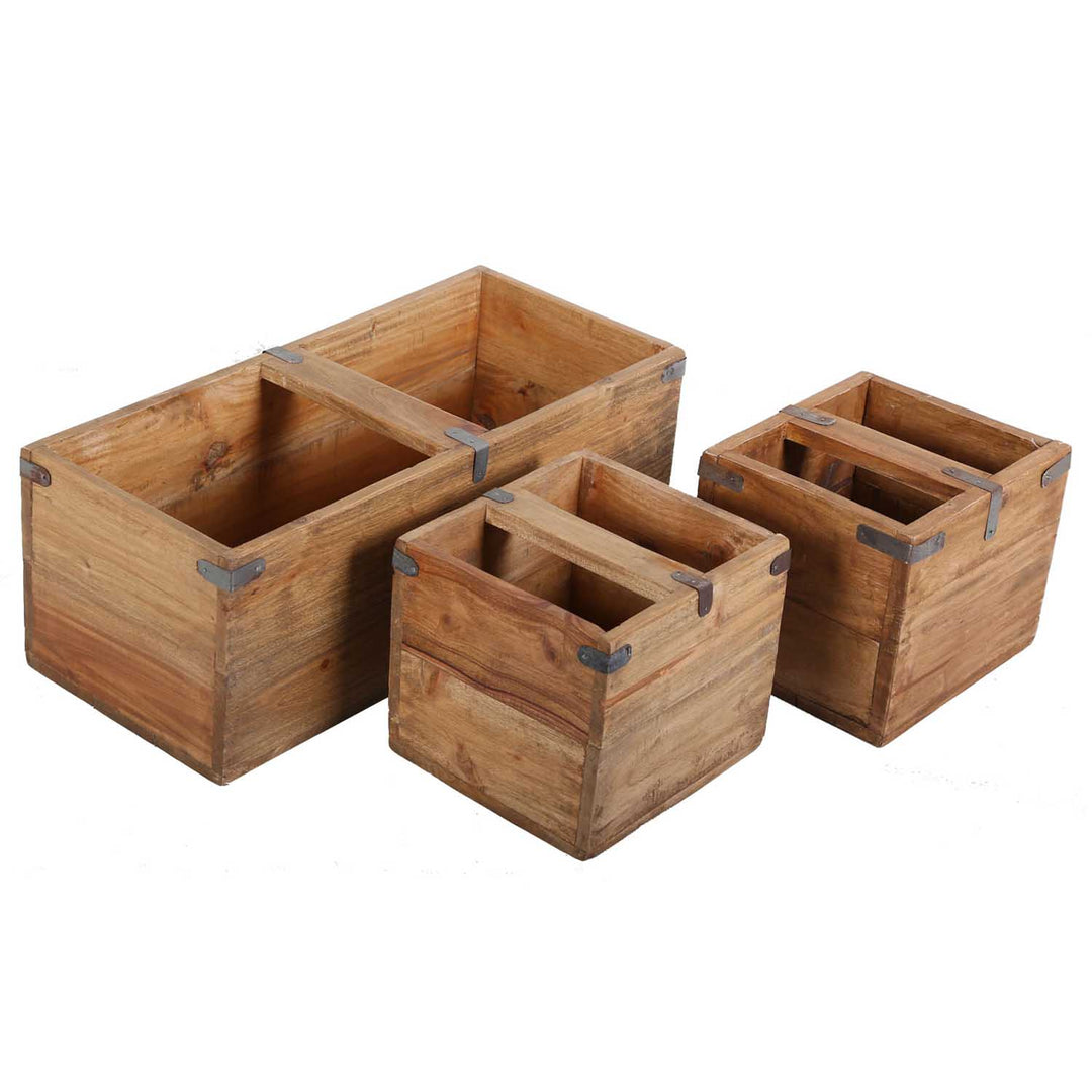 Teak wood box Enzo set of 3