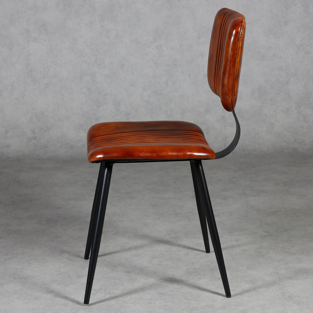 Brown leather dining chairs