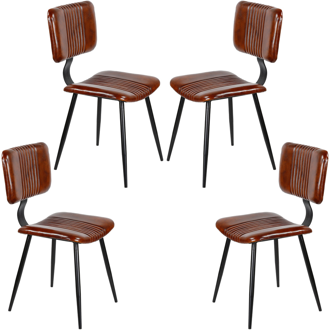 Brown leather dining chairs