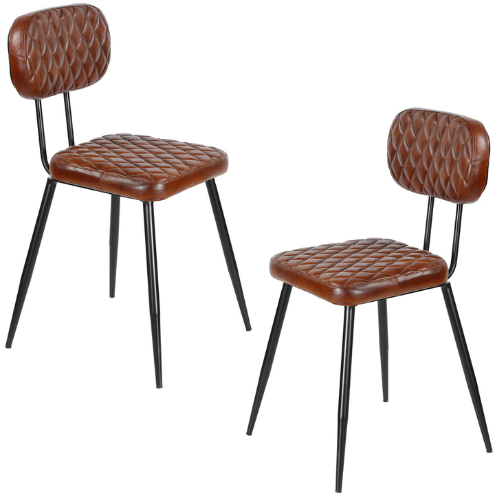 Brown leather dining chairs