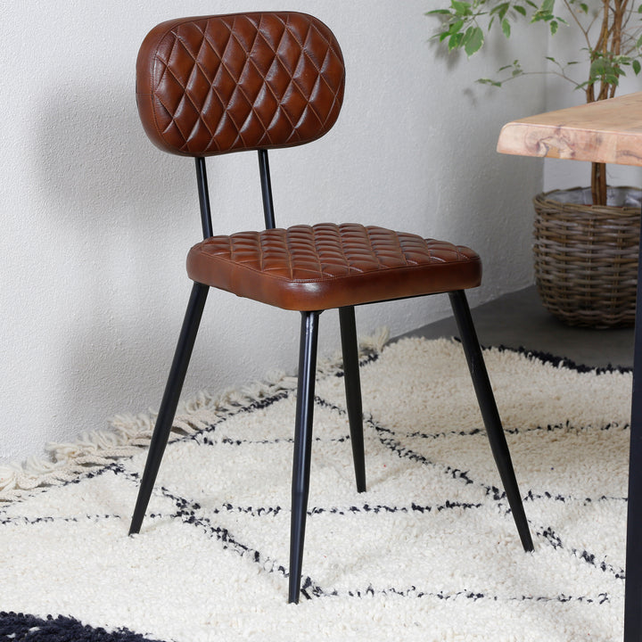 Brown leather dining chairs