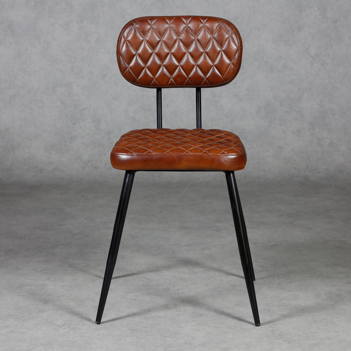 Brown leather dining chairs
