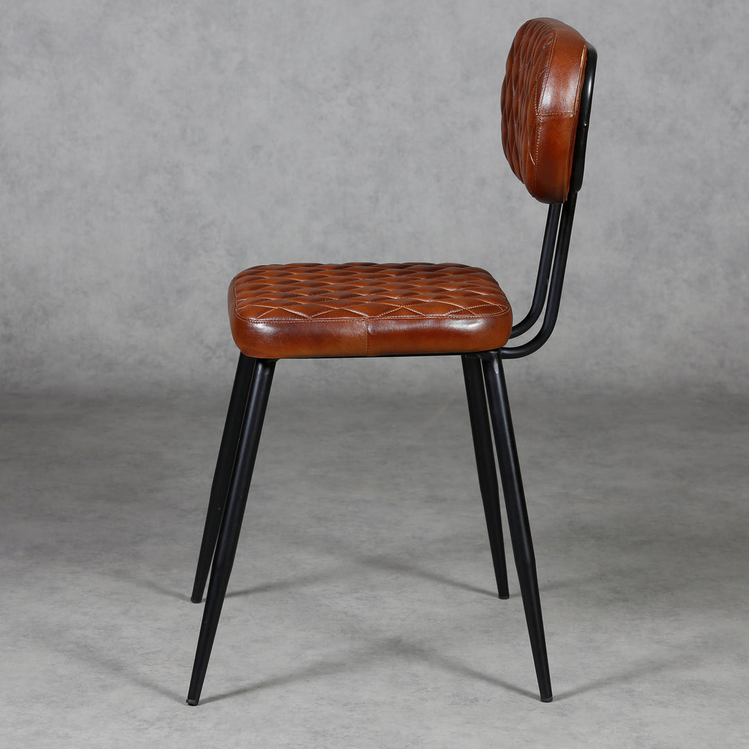 Brown leather dining chairs