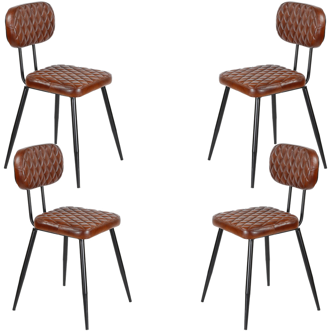 Brown leather dining chairs