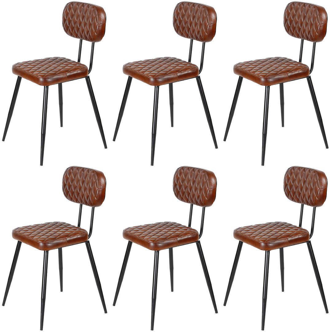 Brown leather dining chairs