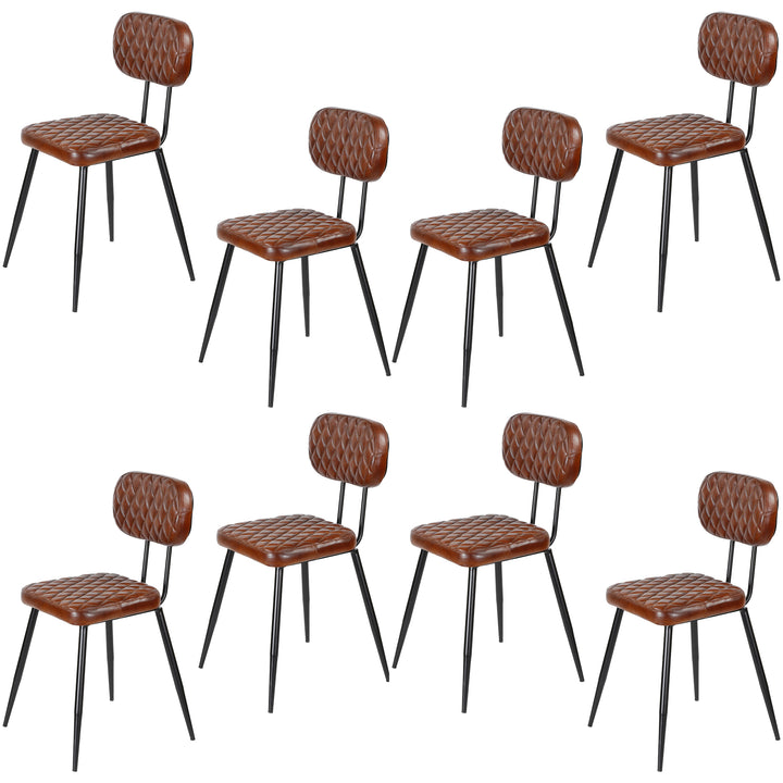 Brown leather dining chairs