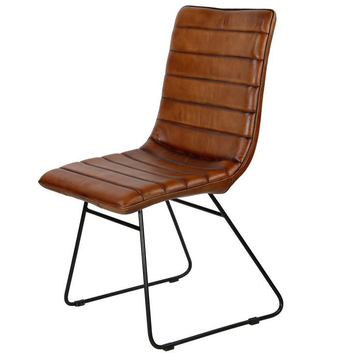 Brown leather dining chair