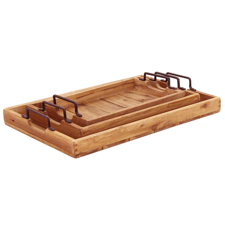 Teak wood tray Gloria set of 3