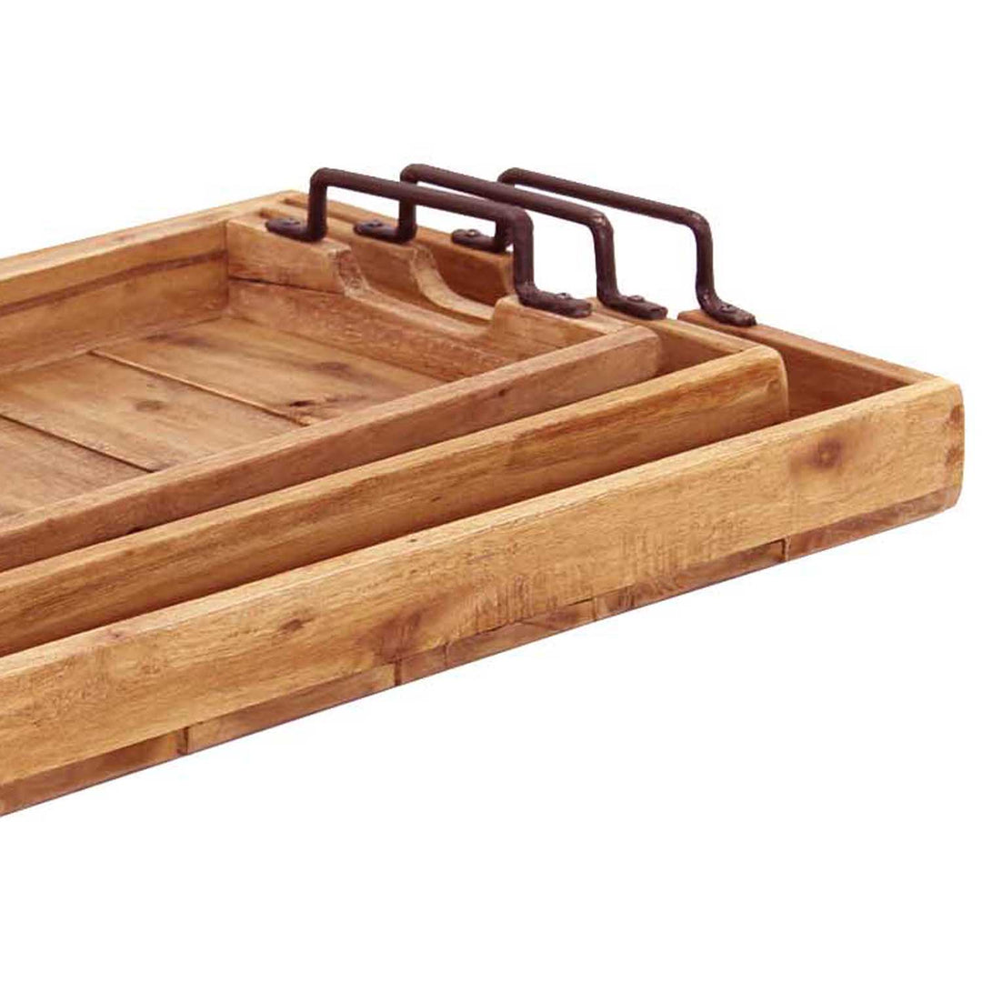 Teak wood tray Gloria set of 3