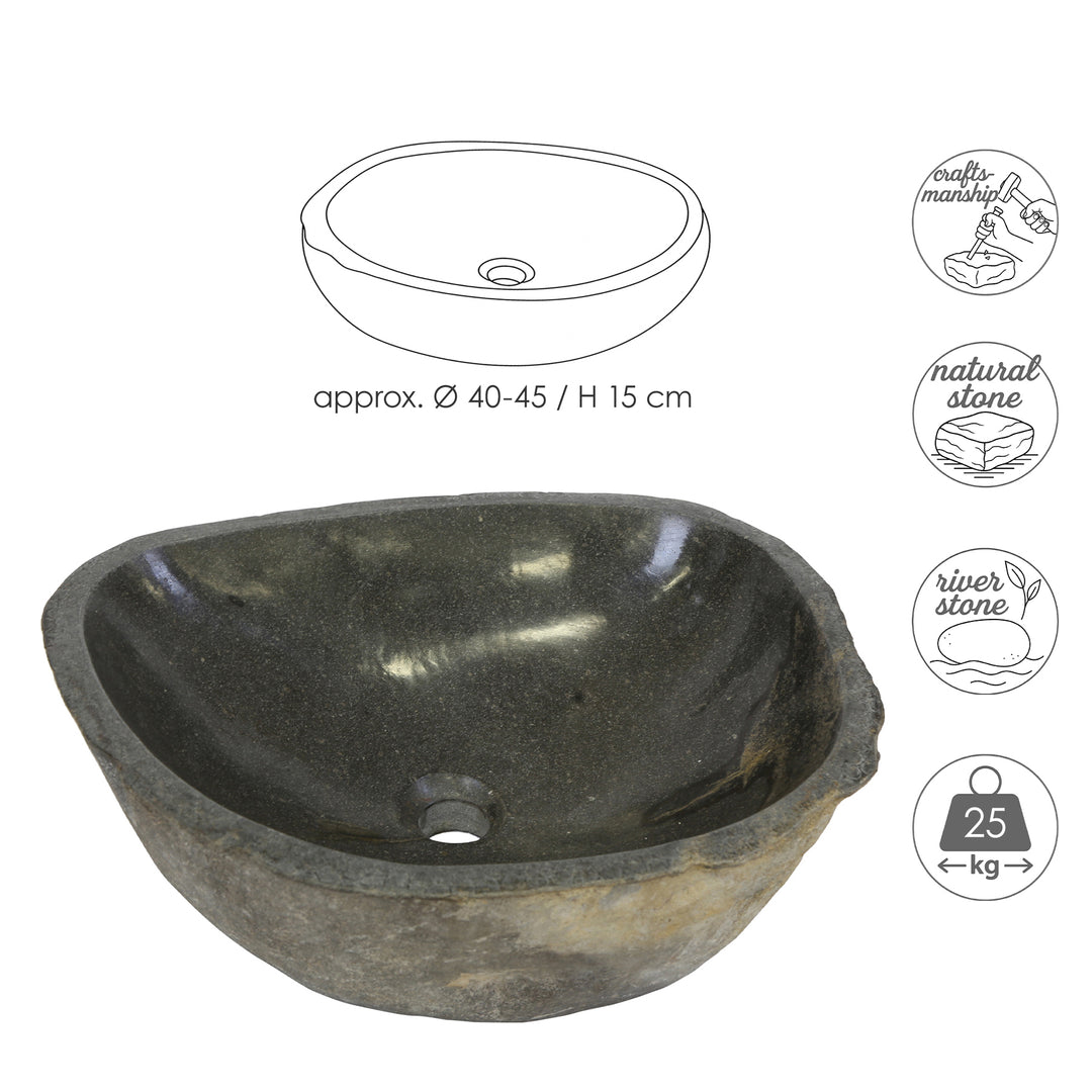 Countertop stone sink - river stone – Ø 40-45 