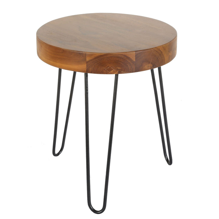 Ella teak side table with hairpin legs