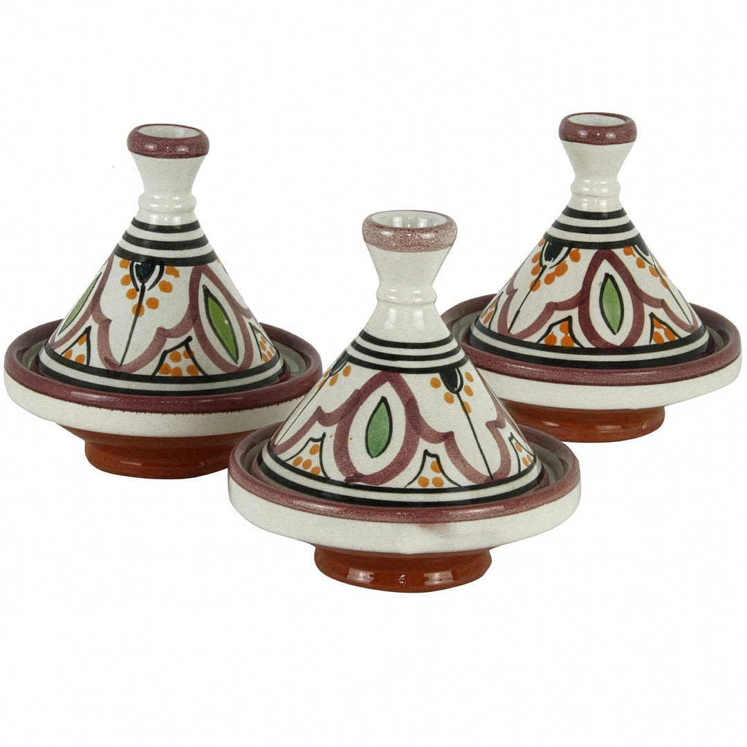 spice Tajine made of clay in a set of 3, hand-painted ceramic spice containers in Moroccan style