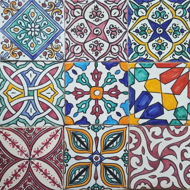 Hand-painted tiles, colorful mix