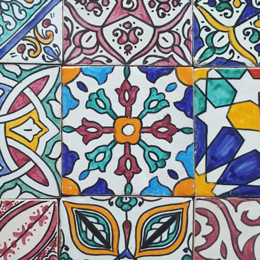 Hand-painted tiles, colorful mix