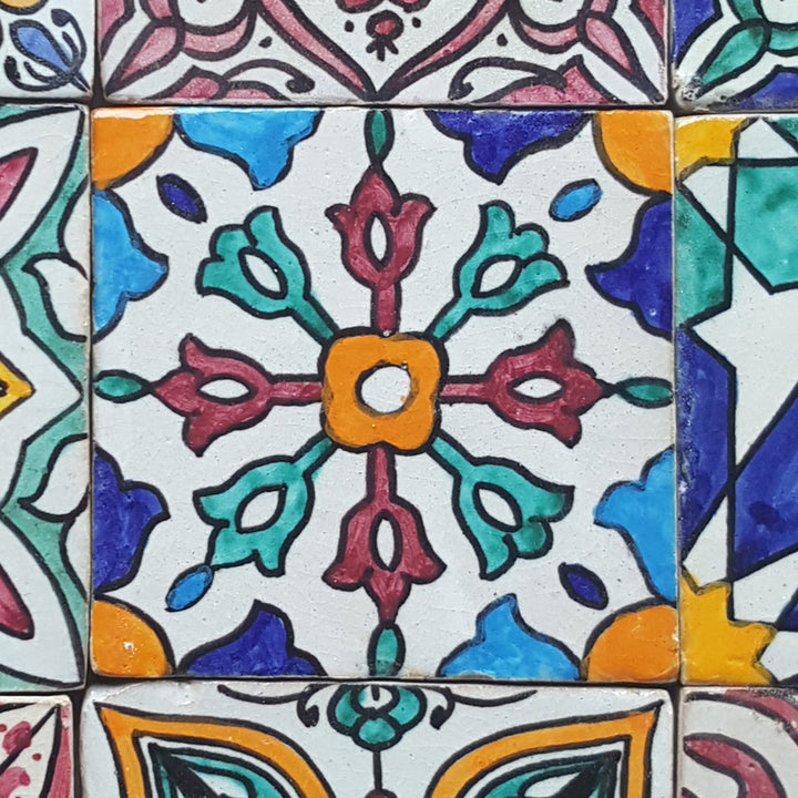 Hand-painted tiles, colorful mix