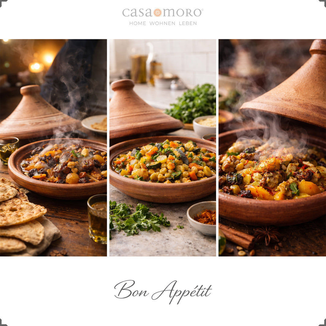 Moroccan Tajine 34 cm with lamb, fish and vegetarian variants, aromatically seasoned