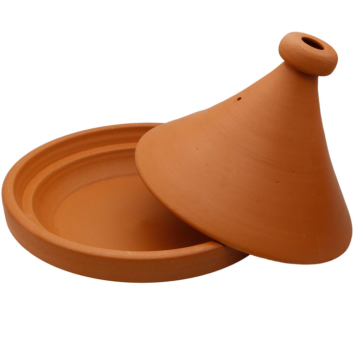 Tajine Pot from Morocco 34 cm with removed lid, unglazed and natural