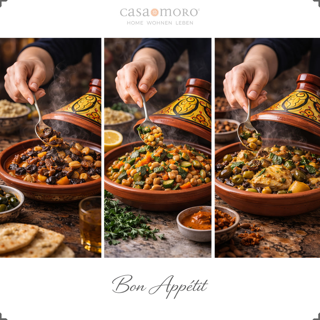 Glazed Tajine Made of clay for 4-6 people, Moroccan painted casserole dish for serving lamb, vegetarian or chicken