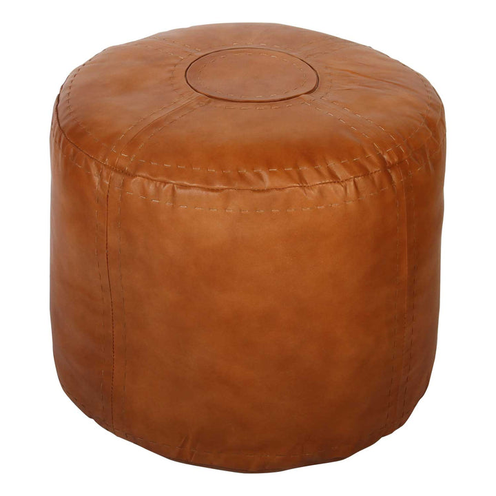Moroccan leather seat cushion Rbati Orange