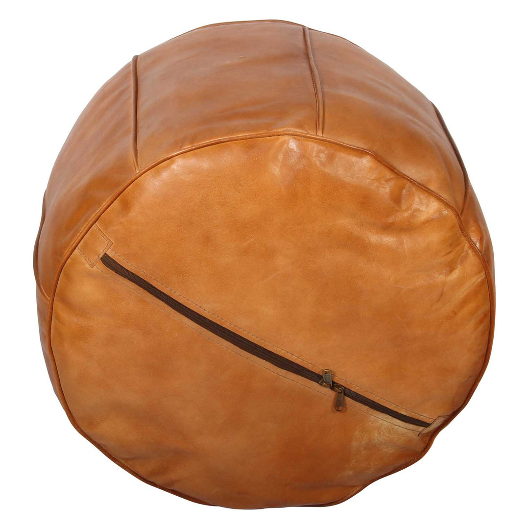 Moroccan leather seat cushion Asli Orange