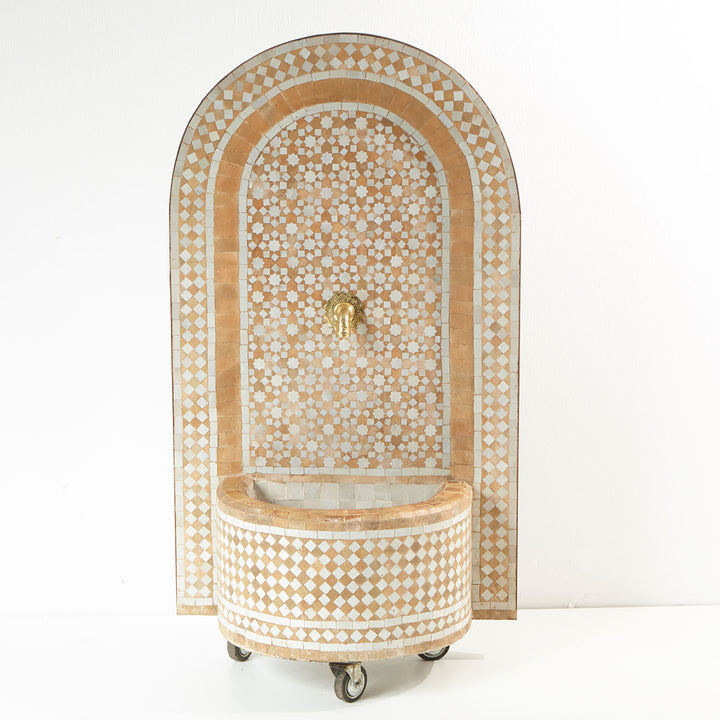 Mosaic fountain star terracotta white