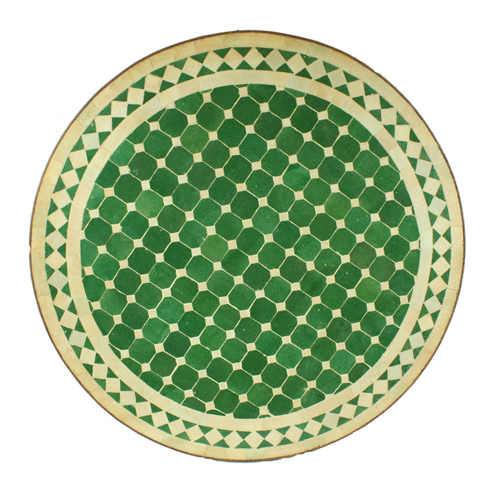 Mosaic table from Morocco - Round - Green and white glazed - M60-30