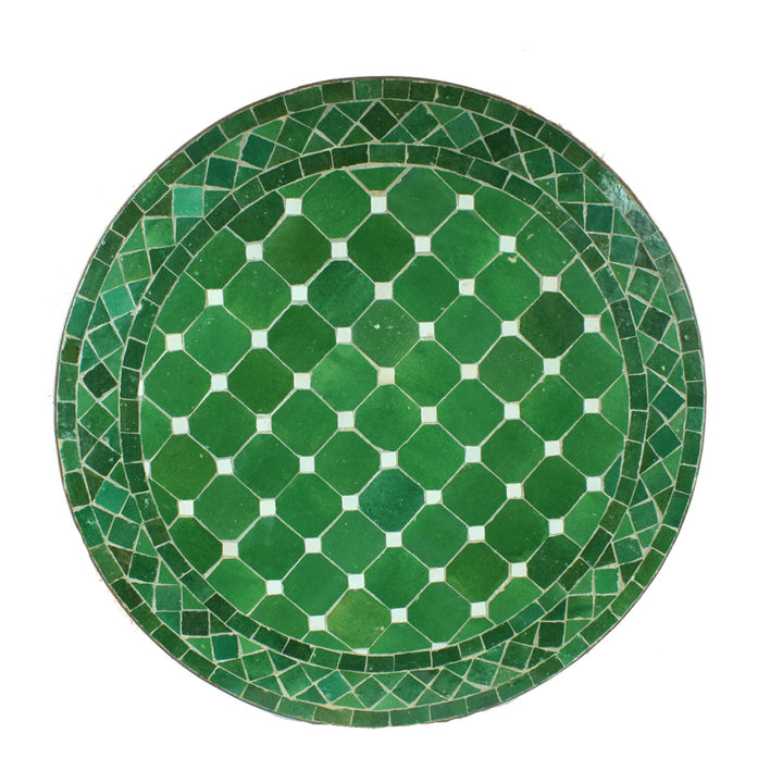 Mosaic table, round, D60, green/glazed