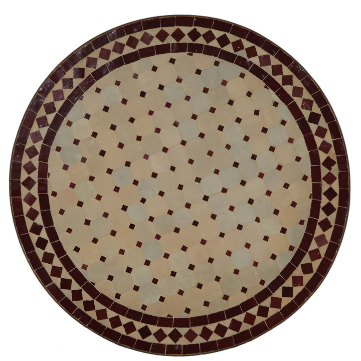 Mosaic bistro table, round, 70 cm, burgundy/diamond pattern