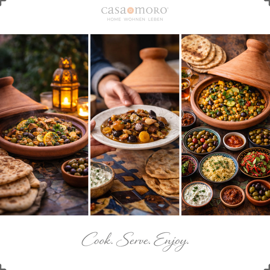 Natural ones Tajine from Morocco 30 cm with aromatic spices and vegetarian dish