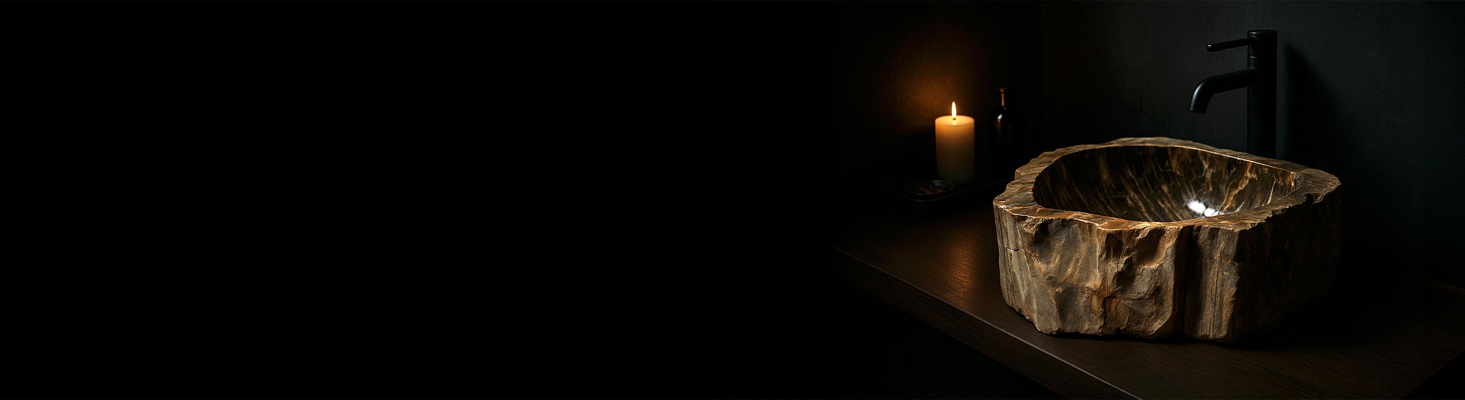 Natural stone sink – Naturstein Waschbecken aus Flussstein – hochwertige Steinwaschbecken für Spa & Bad aus Marmor und fossilem Holz