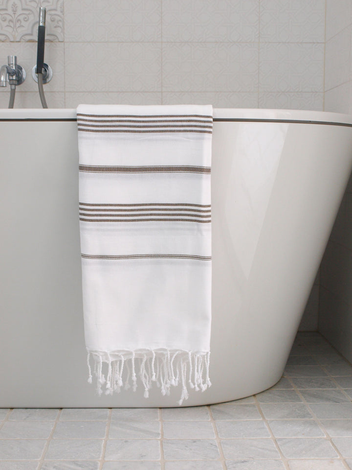 Turkish Hammam Towel Olive Green White